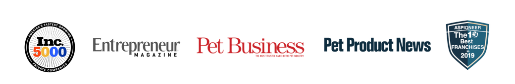 the logos for pet business, Inc magazine, and pet product news, and entrepreneur magazine